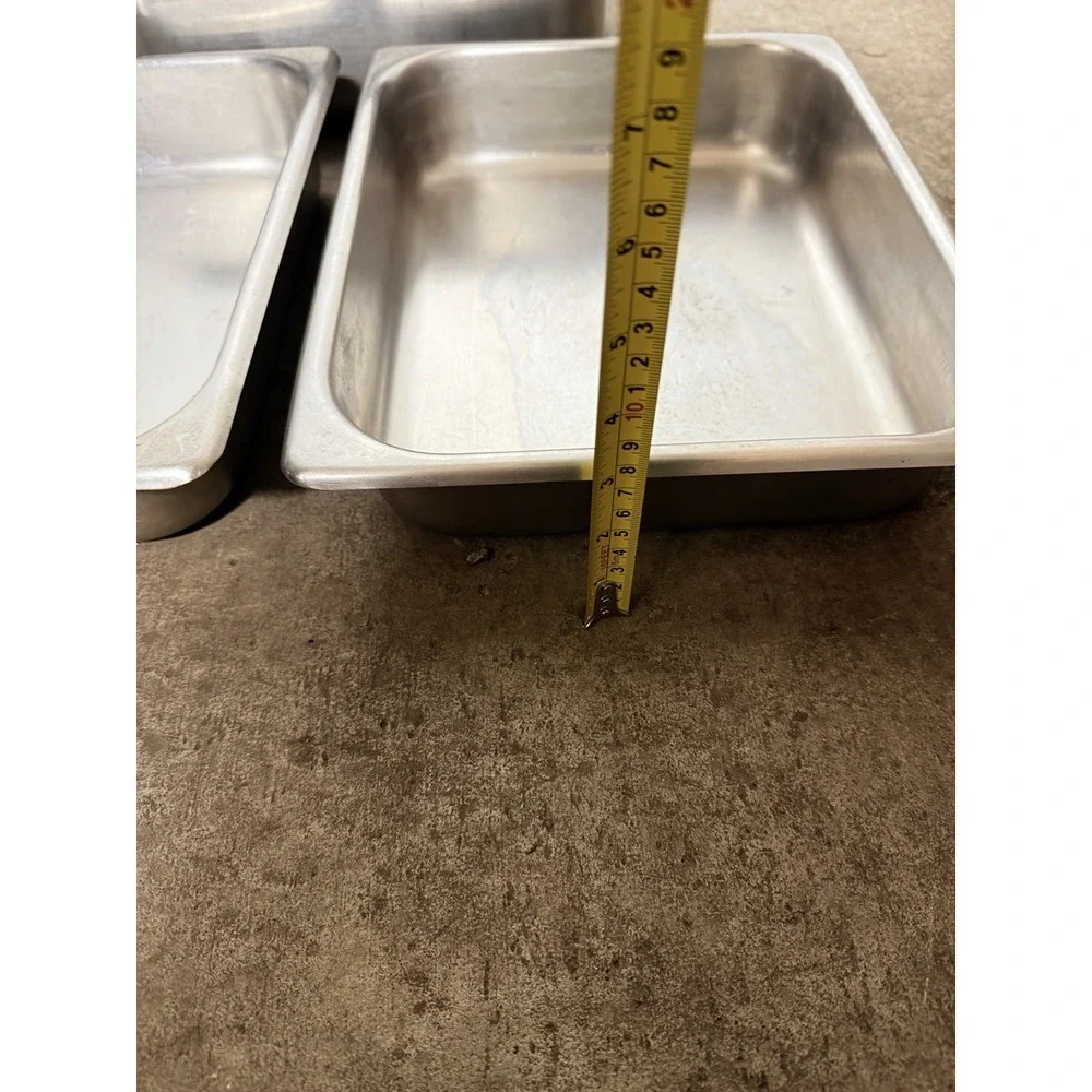 Lot of 3 Stainless Steel Steam Table Food Pans Restaurant Commercial‎ Used
